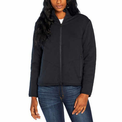 Three Dots Cozy Midweight Insulated Quilted High Low Hem Zip Jacket