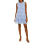 London Times Sleeveless Tiered Ruffle Hem Floral Lace Mini Dress