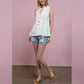 POL Women's Embroidered Eyelet Trim V-neck with Tassel Ties Blouse Tunic Top
