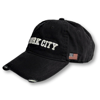 Steve Madden Men's Distressed NY / LA Dad Embroidery Baseball Cap