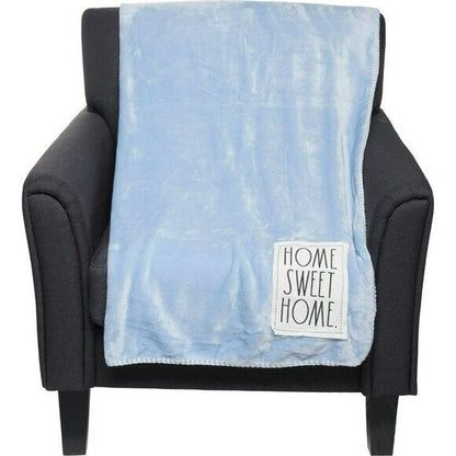 Rae Dunn “Home Sweet Home” Embroidered Super Soft Throw Blanket   50x60”