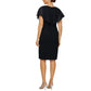SL Fashions Women's Plus V-neck With Popover Sheer Details Sheath Mini Dress
