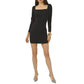 1.State Square Neck Princess Seam Metallic Shimmer Cocktail Mini Dress