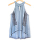 POL Women's Hi-Low Hem Relaxed Fit Halter Keyhole Neck Tunic Top