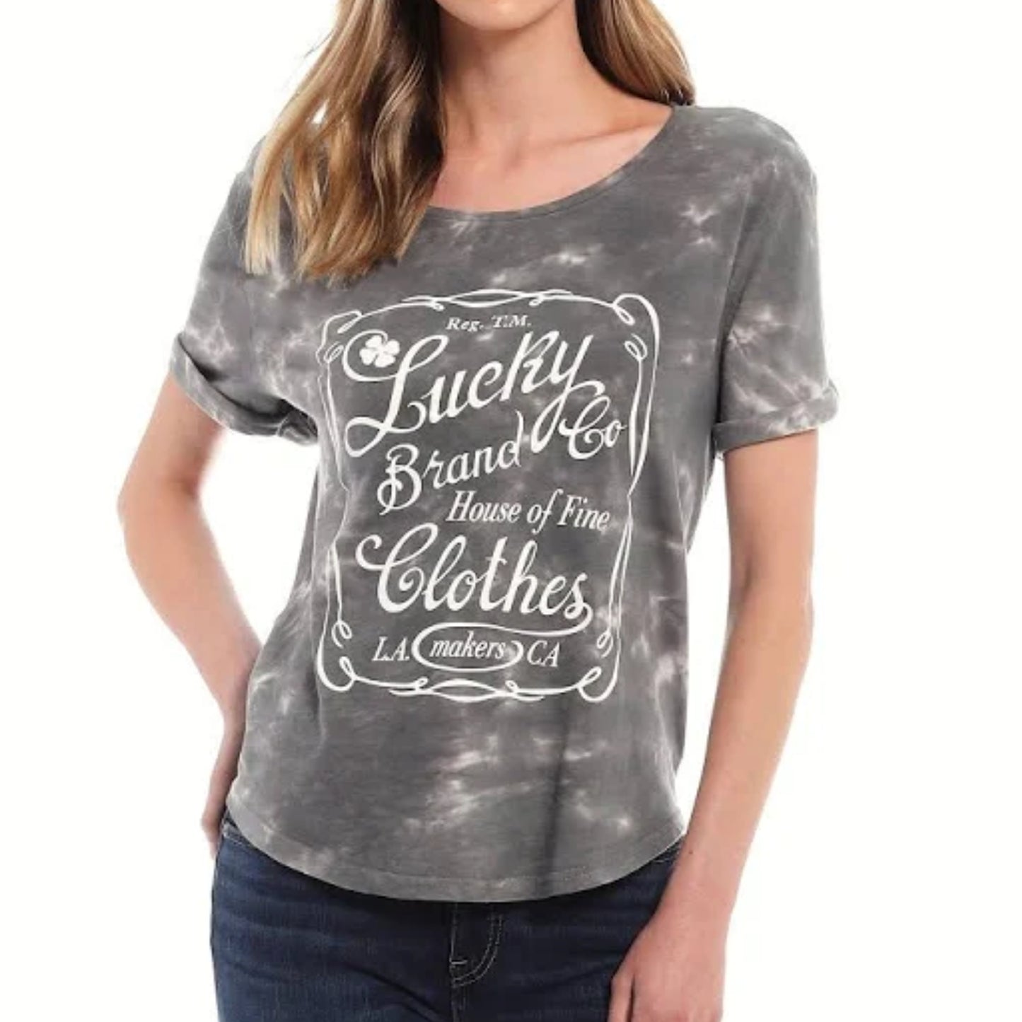 LUCKY BRAND Tie Dye Cotton Lucky Logo Graphic Print T-Shirt