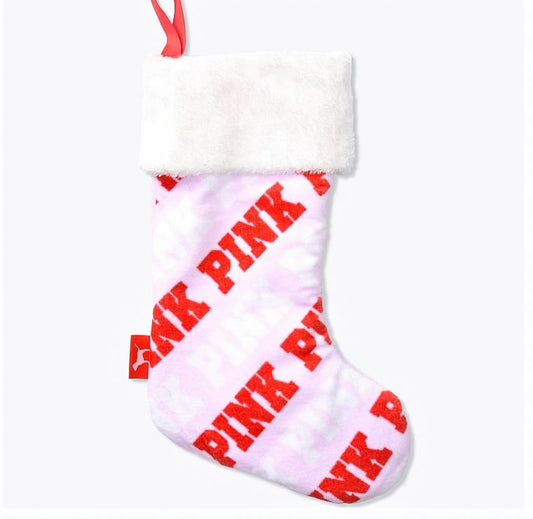 PINK Victoria's Secret Holiday Plush Logo Stocking