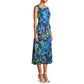 Evan Picone Ruched Belted Floral Chiffon Overlay Fit & Flare Midi Dress
