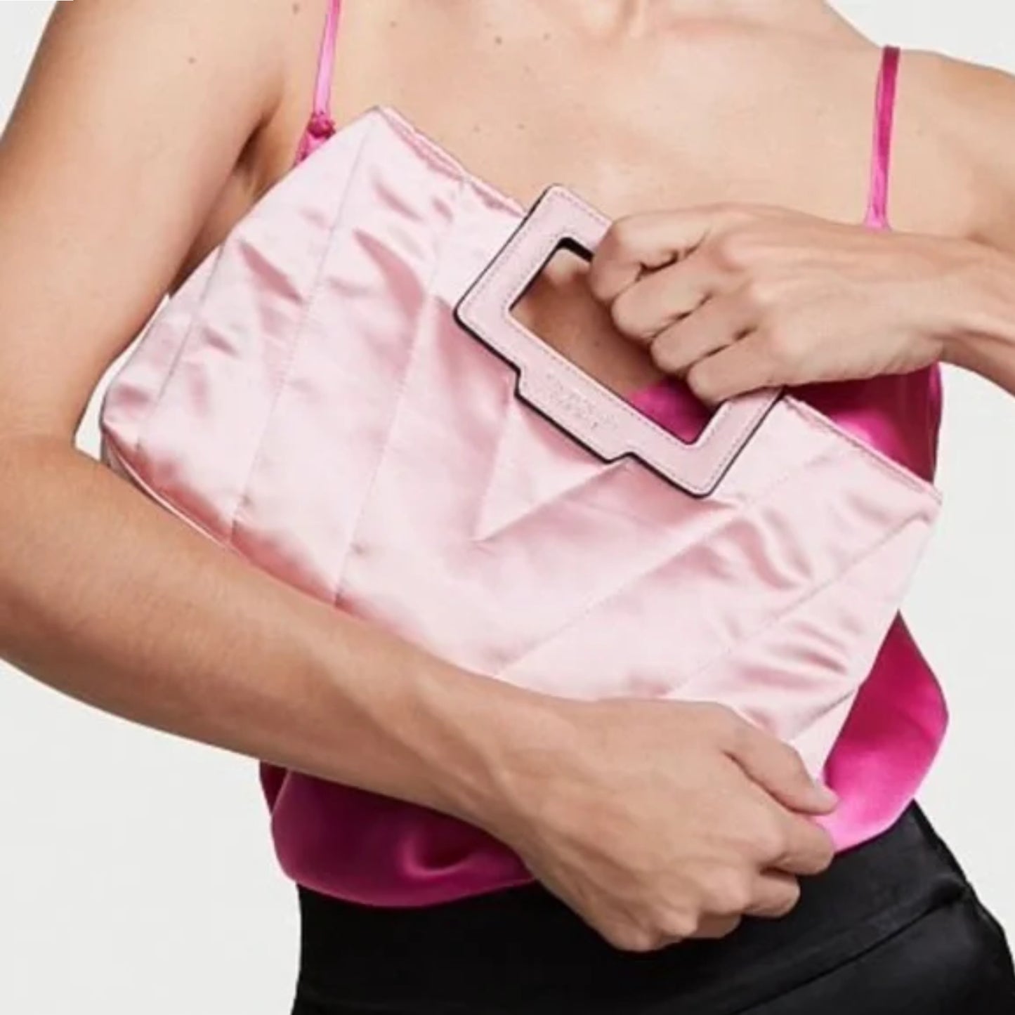 Victoria's Secret Women's Satin Chevron Quilted Bag Party Clutch