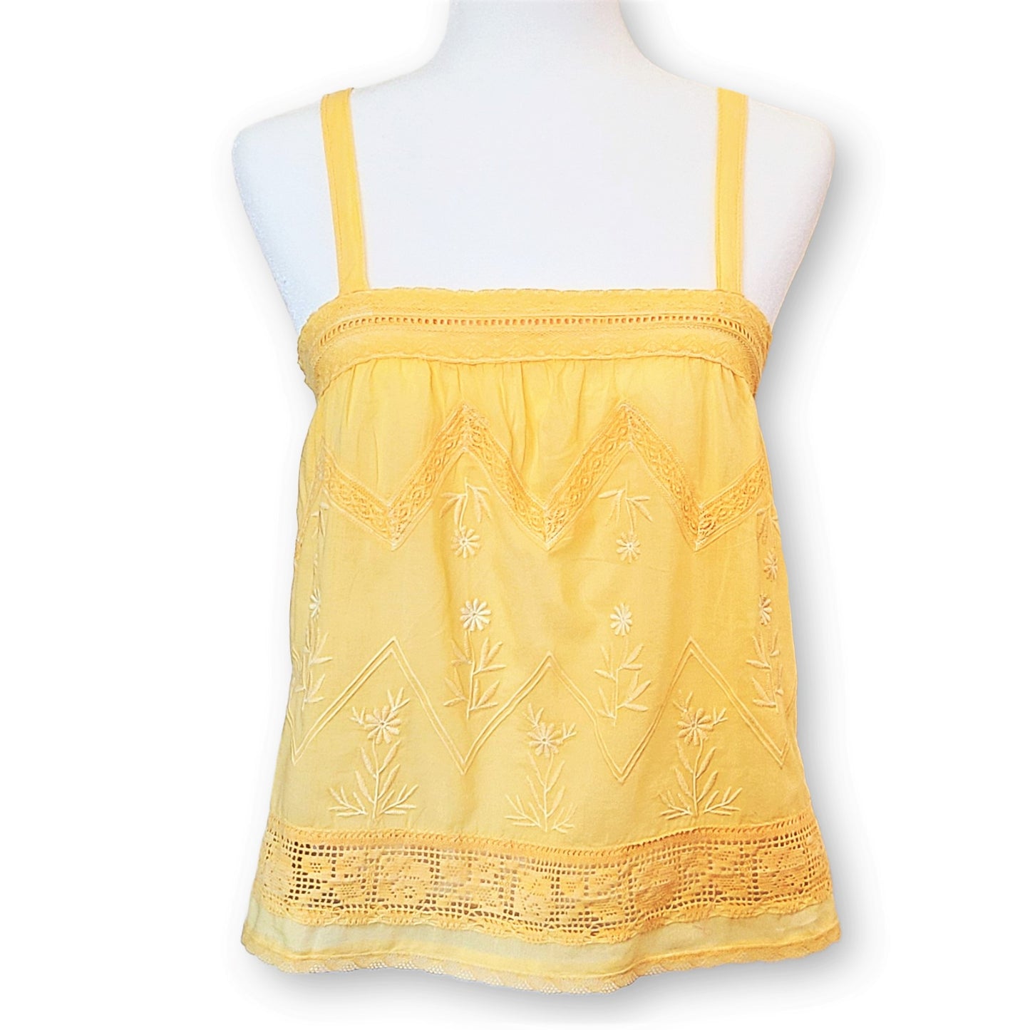 Lucky Brand Embroidery Lace Cotton Camisole Top