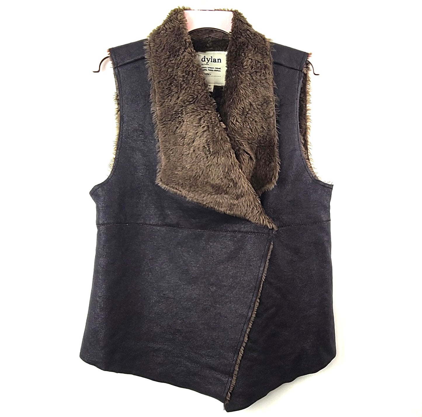Dylan Faux Leather/Fur Snap Vest
