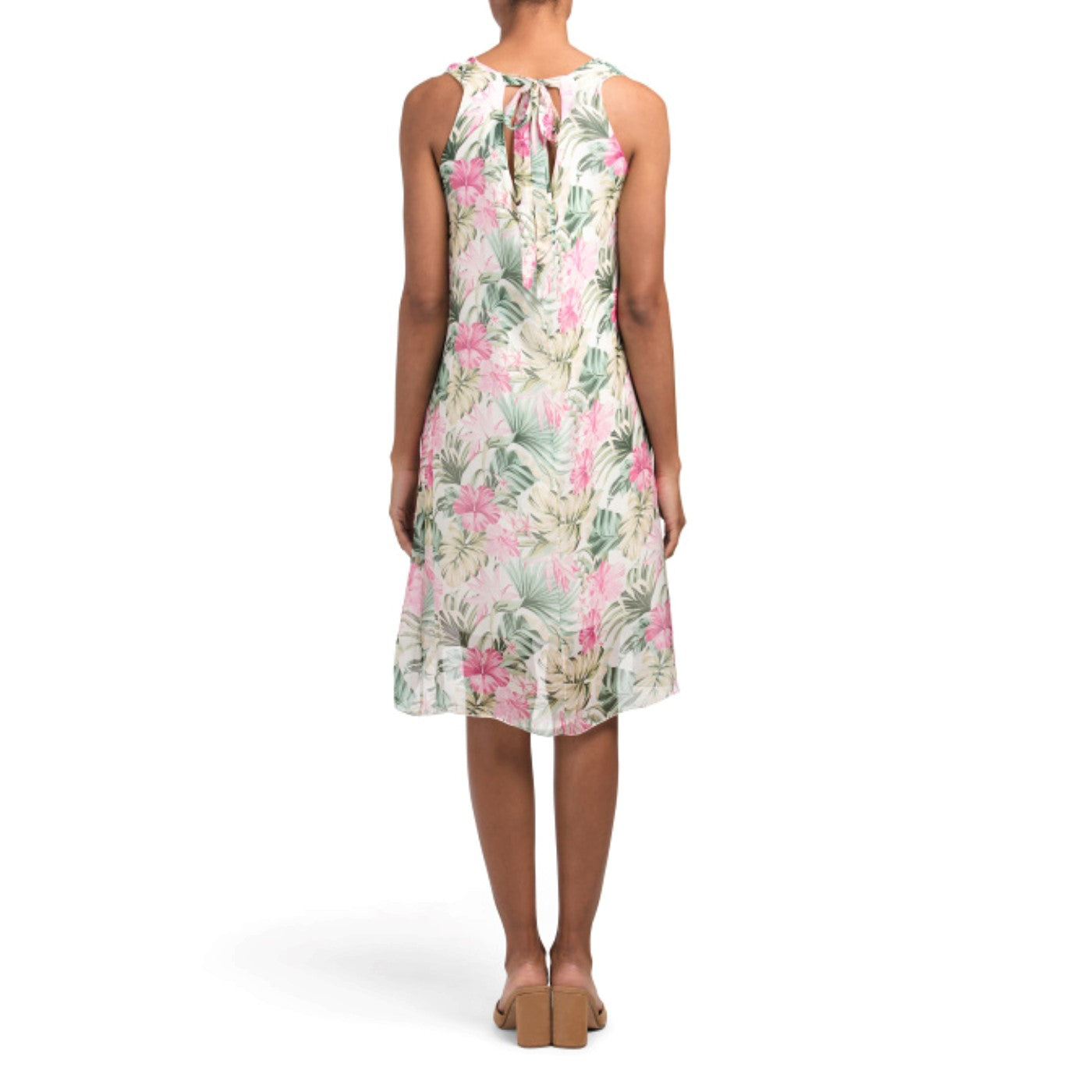 ROSEMARINE Made In Italy Hibiscus Print Silk Blend Dress