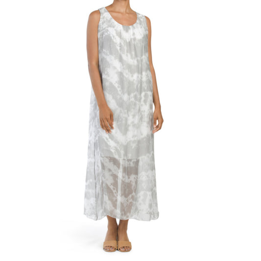 BELLA AMBRA Women's Made in Italy Silk Blend Tie Dye Maxi Dress