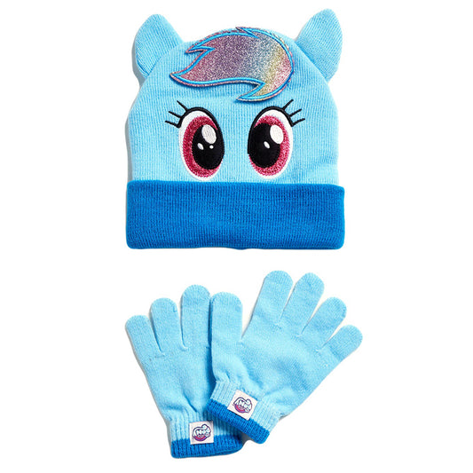 My Little Pony Girl's Age 4-6 Glitter Rainbow Two-Piece Hat & Gloves Set
