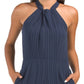 JULIA JORDAN Sleeveless Wide Leg Halter Neck Stripe Jumpsuit