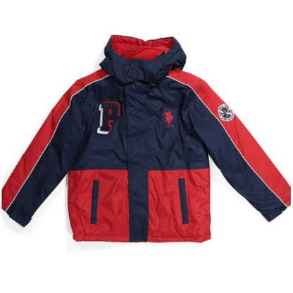 US POLO ASSN. Little Boys Color Block Parka Hooded Puffer Jacket