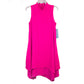 London Times Women's Mock Neck Tiered Shift Mini Dress