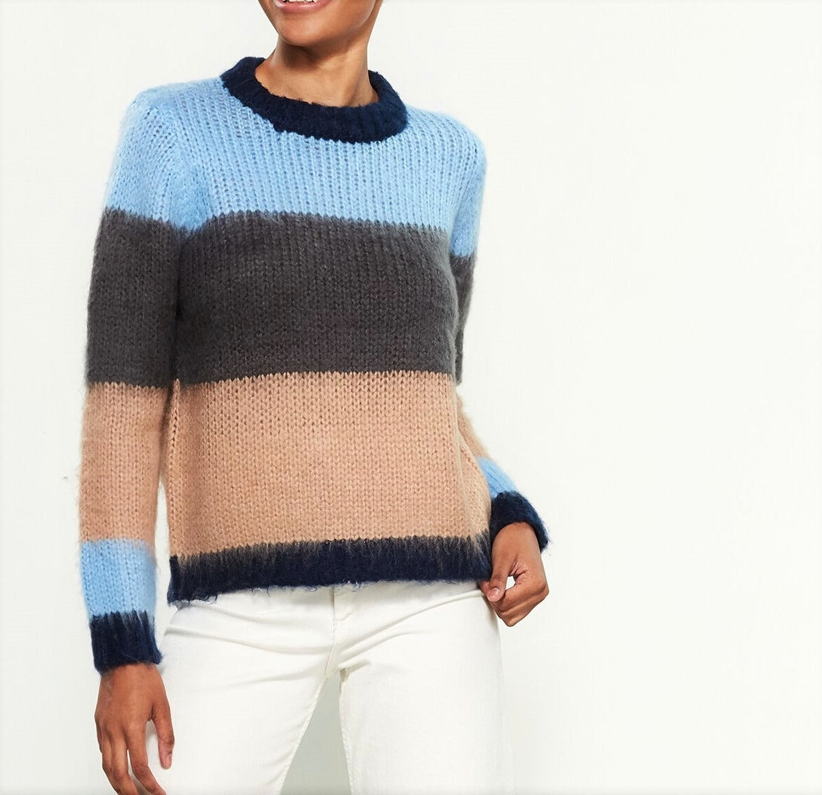 RD STYLE Round-Neck Ribbed Sweater