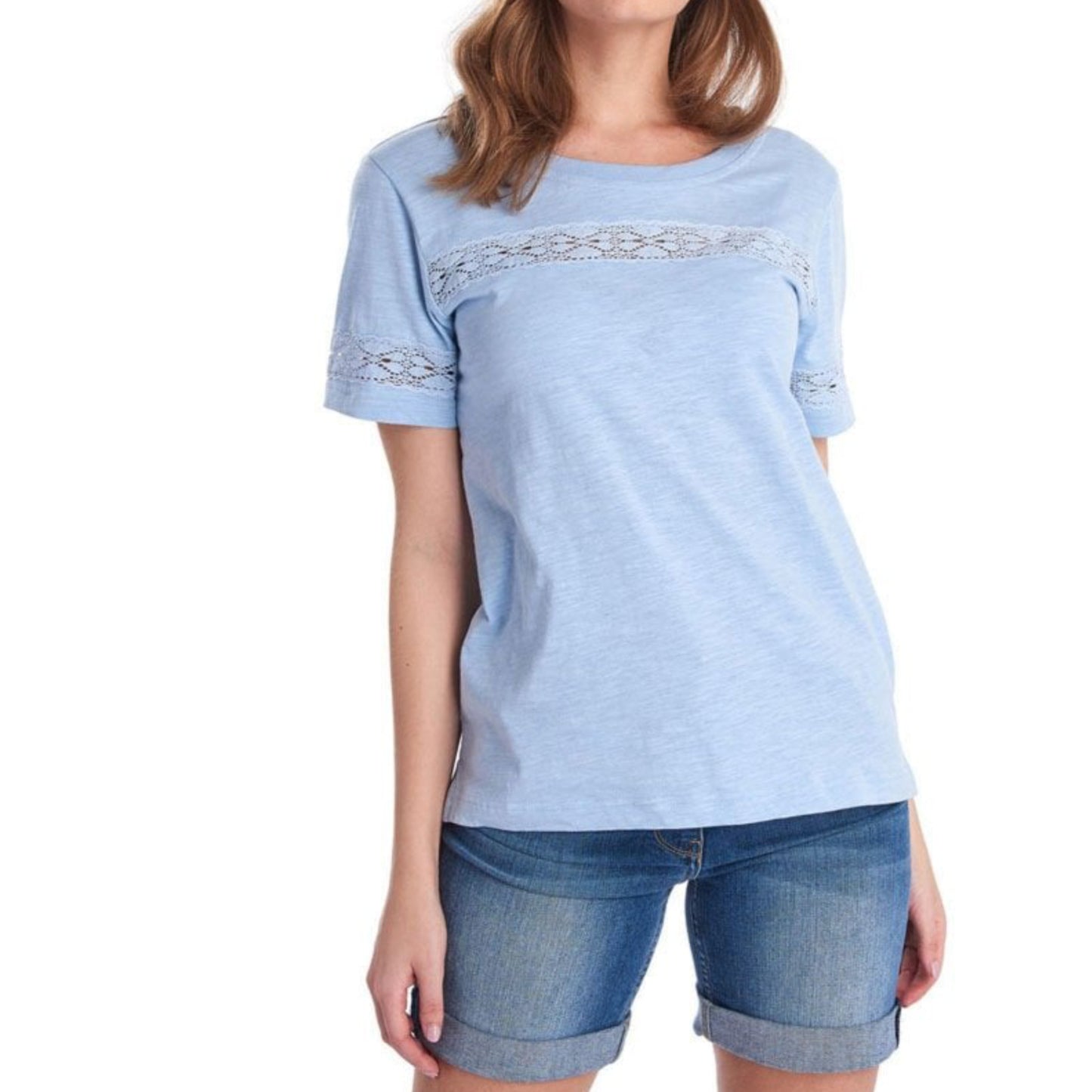 BARBOUR Pier Cotton Tee With Lace Detail