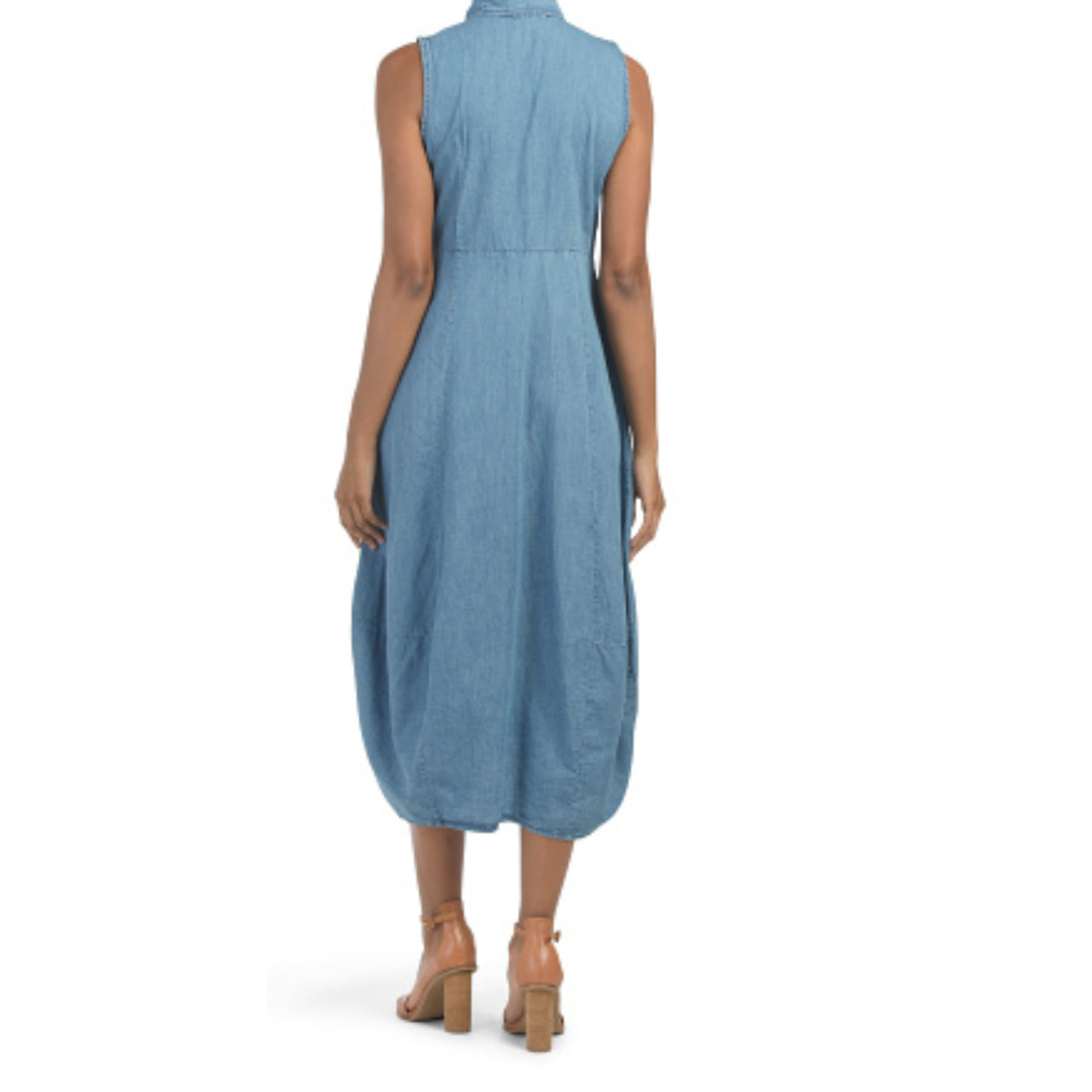 ANGELA Made In Italy Button Front Denim Midi Dress