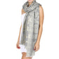 Pashmina Frayed Metallic Floral Print Shawl Evening Wrap