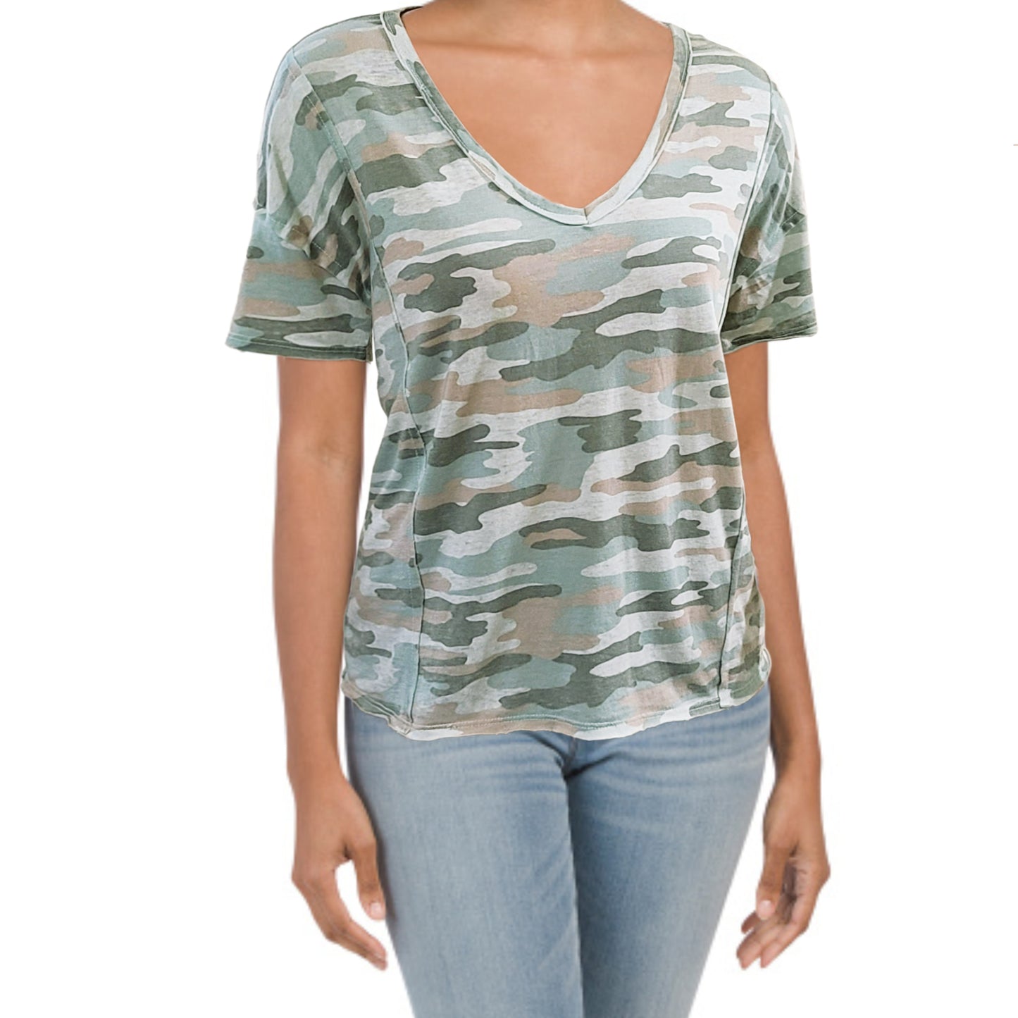 Lucky Brand Camo Print Relaxed Fit Cotton T-Shirt top