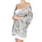 Pashmina Frayed Metallic Floral Print Shawl Evening Wrap