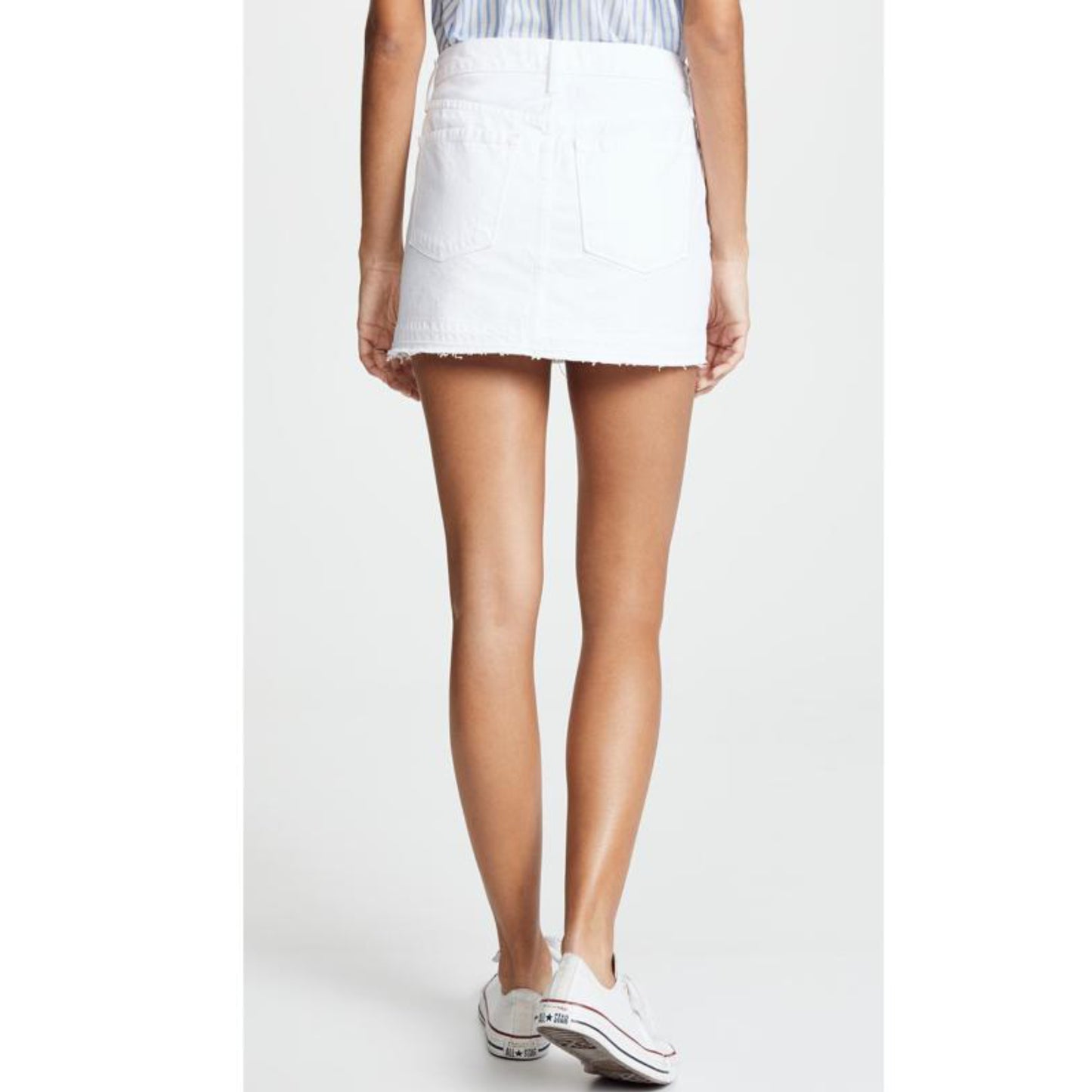 J Brand Bonny Frayed Hem Mid-Rise Denim Jean Mini Skirt