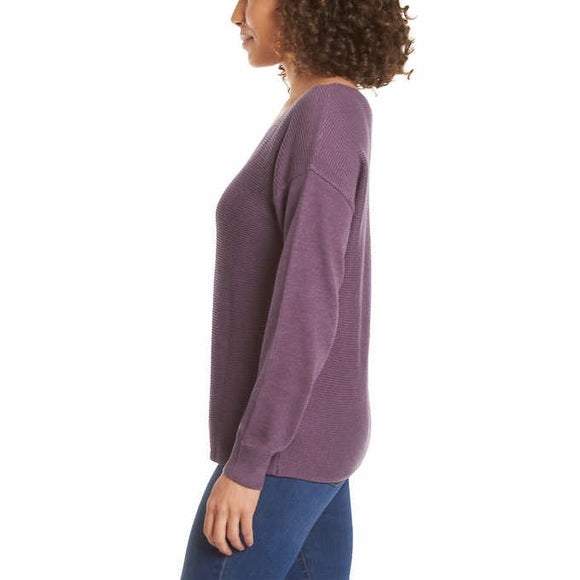 Ella Moss Ladies' Ribbed V-Neck Sweater Purple 111.jpg