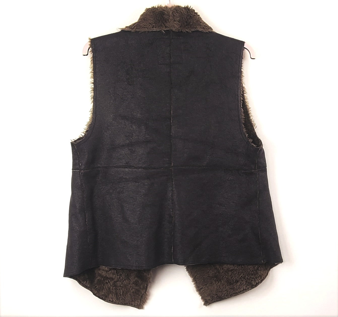 Dylan Faux Leather/Fur Snap Vest