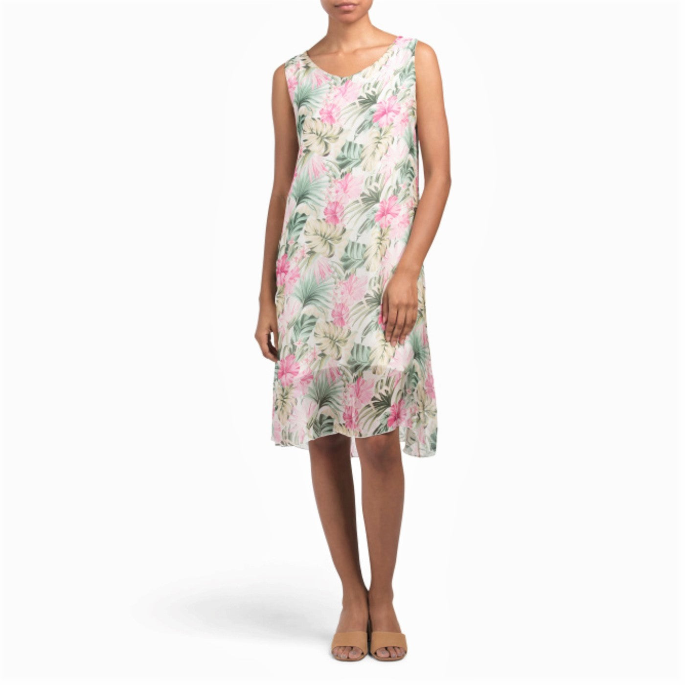 ROSEMARINE Made In Italy Hibiscus Print Silk Blend Dress