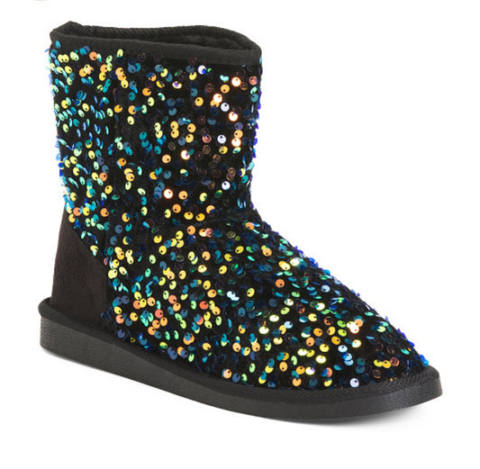 Olivia Miller Sparkle Flip Sequin Sherpa Lined Boots
