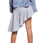 POL Asymmetrical Ruffle Hem Pinstripe Cotton Mini Skirt