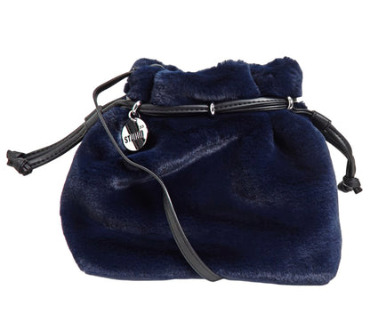 Studio 33 Women's Plush Faux Fur Drawstring Crossbody Bucket Bag