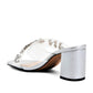 ADRIENNE VITTADINI Jewel Embellished Metallic Finish Block Heel Sandals