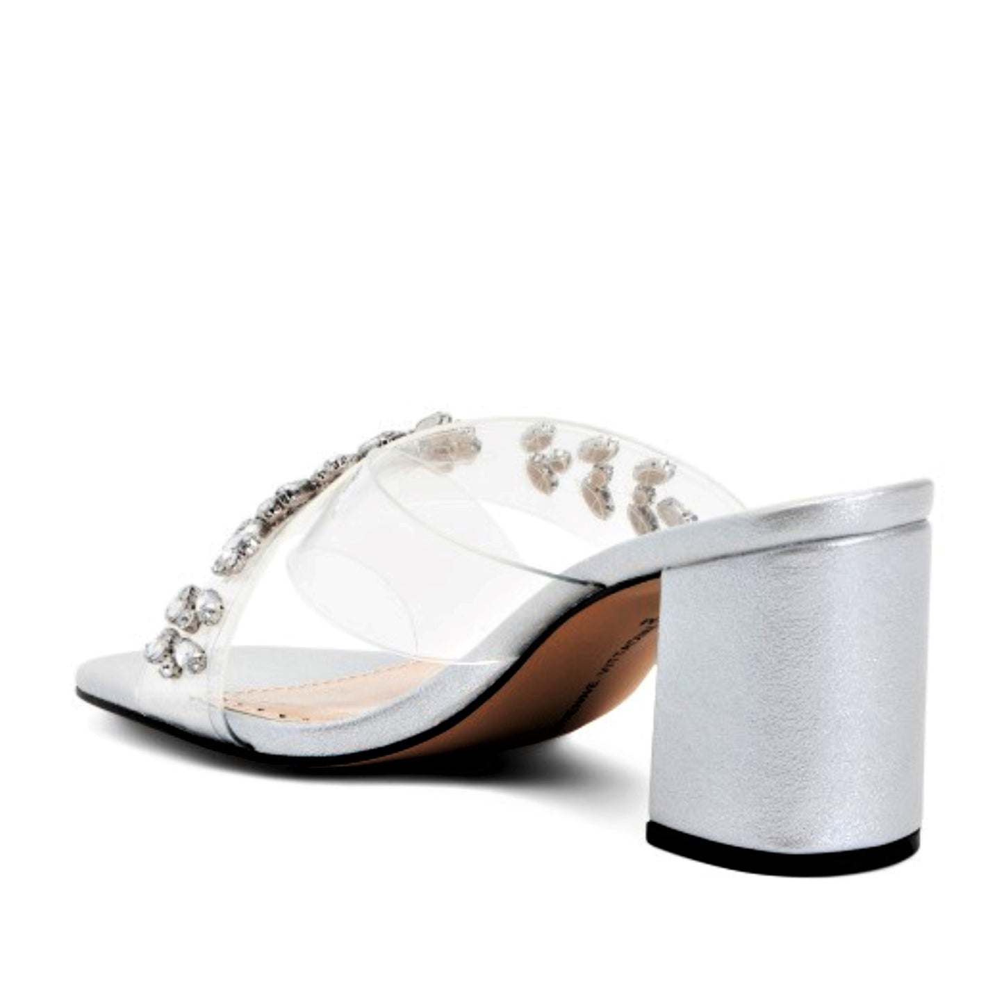ADRIENNE VITTADINI Jewel Embellished Metallic Finish Block Heel Sandals