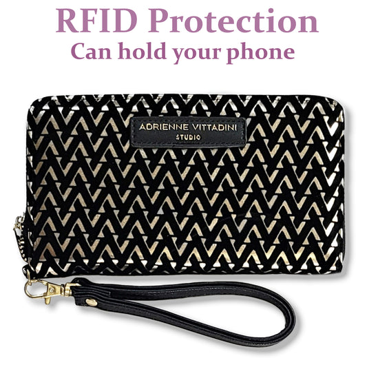 Adrienne Vittadini RFID Velvet Texture Wristlet Wallet Phone Case