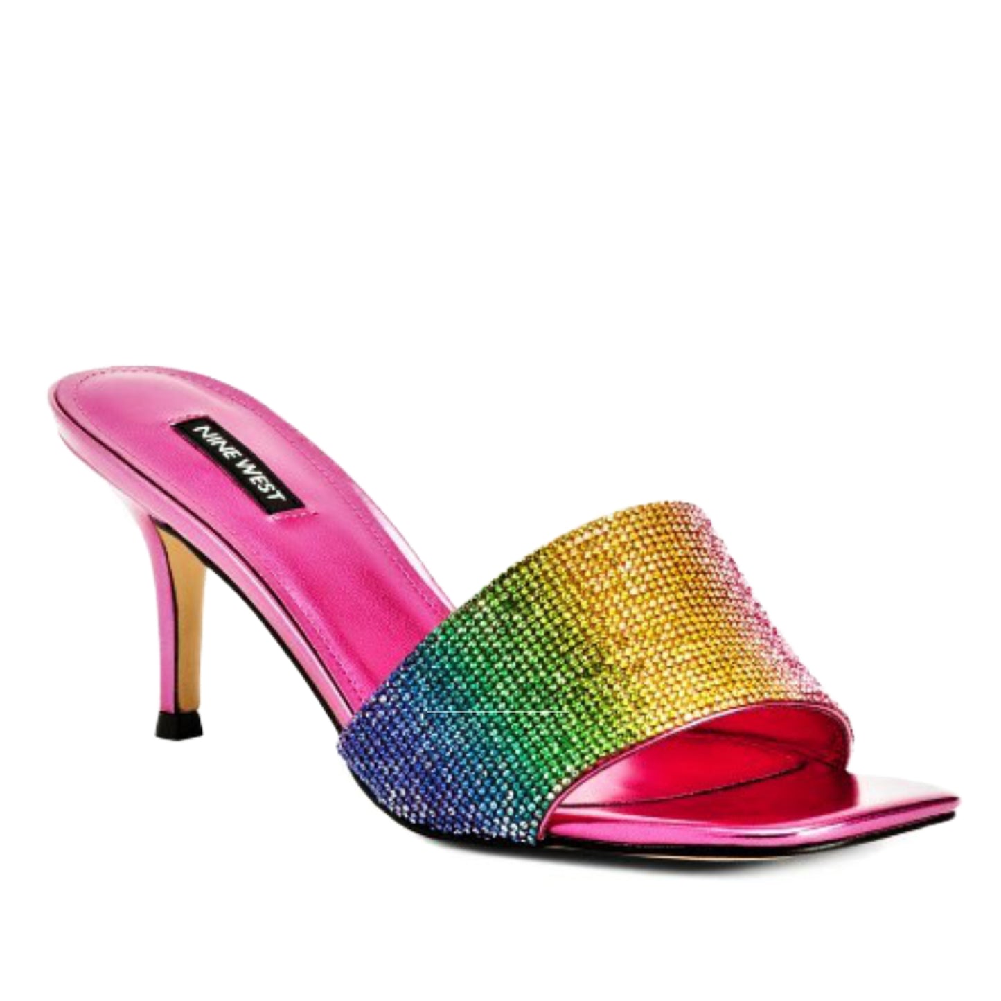 Nine West Rhinestone Rainbow Embellished Slip-On Heels