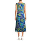 Evan Picone Ruched Belted Floral Chiffon Overlay Fit & Flare Midi Dress