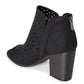 INDIGO RD. Women's Perforated Faux Suede Peep Toe Ankle Booties