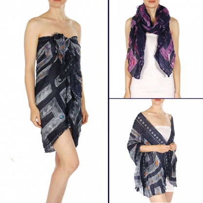 Jewel Print Wrinkle Scarf/Cover-Up