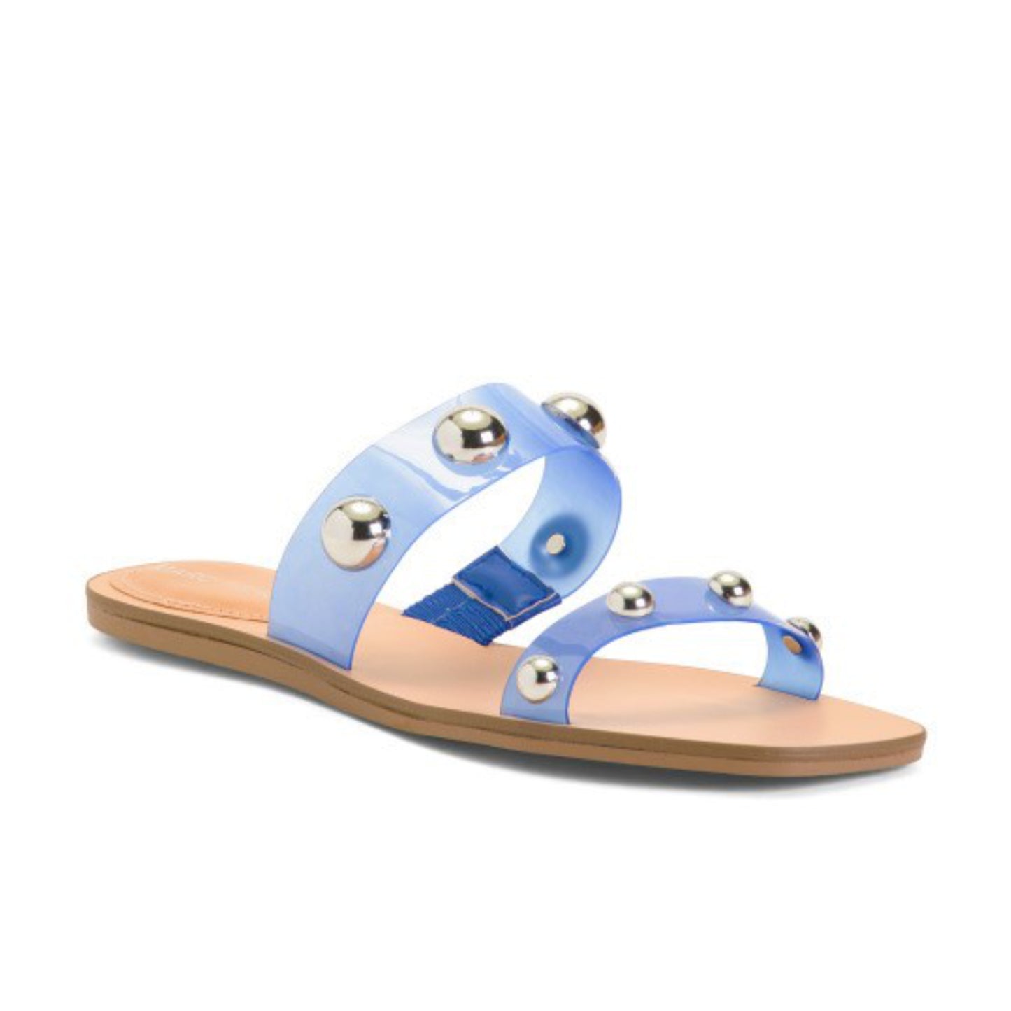 Marc Fisher Frosted Lucite Stud Embellished Slide-on Sandals