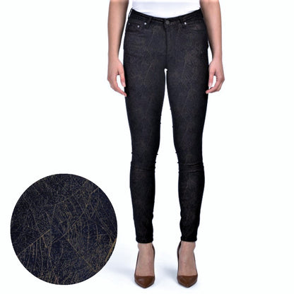 TRACTR Women's Hi-Rise Foil Print Faux Suede Ankle Skinny Jeans