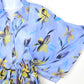 Vertigo Women's Floral Print Smocked Waist Kimono Sleeve Button Front Chiffon Blouse