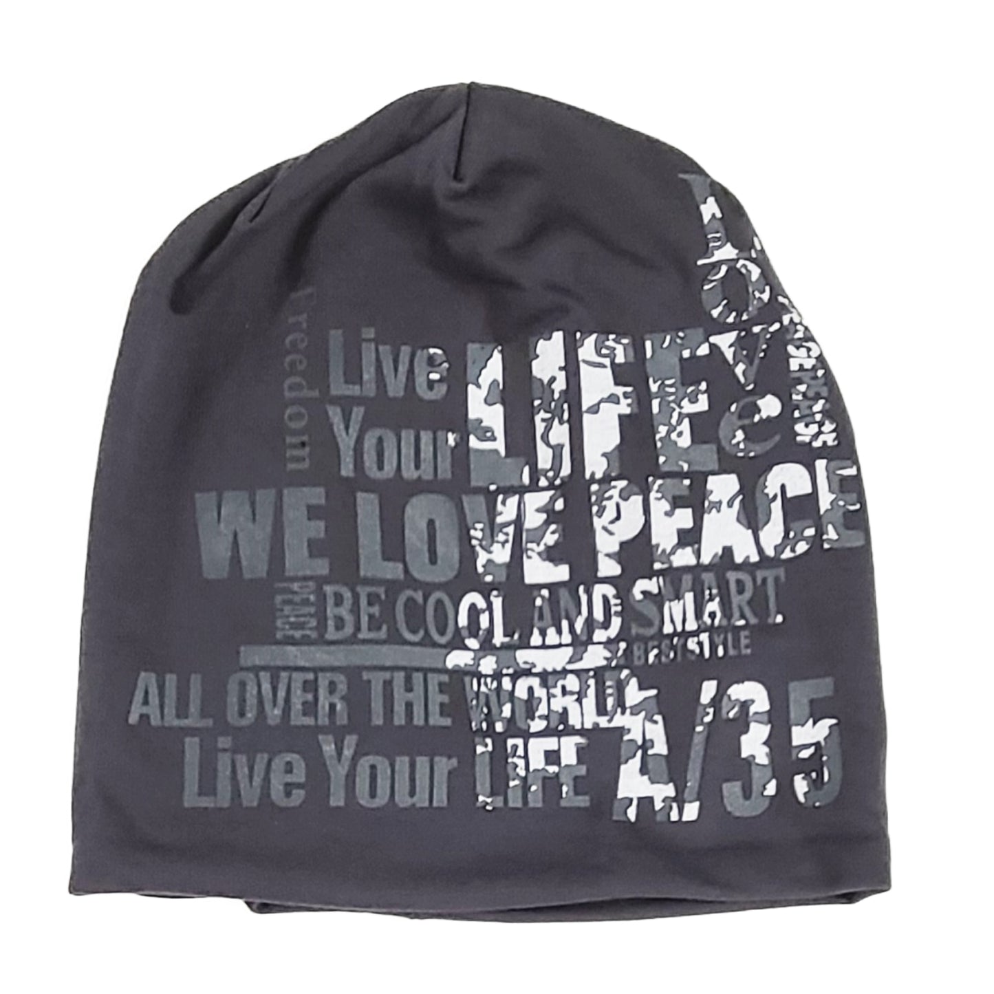 Love Peace Print Women's Fleece Lined Beanie Winter Hat