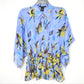 Vertigo Women's Floral Print Smocked Waist Kimono Sleeve Button Front Chiffon Blouse