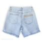 POL High Rise Embroidered Distressed Fringed Raw Hem Denim Shorts