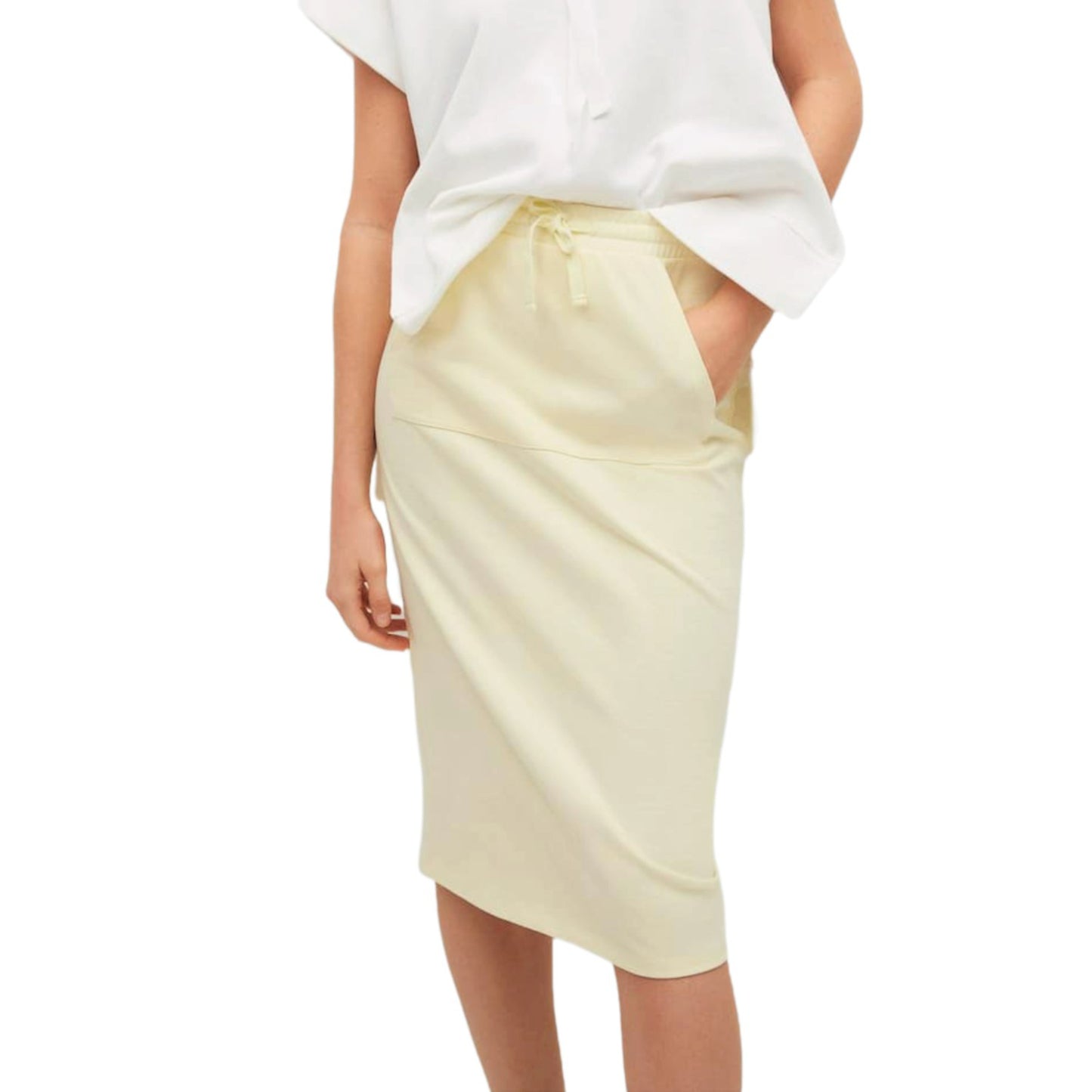 Mango High waist Kangaroo Patch Pocket Cotton Jersey Midi Skirt