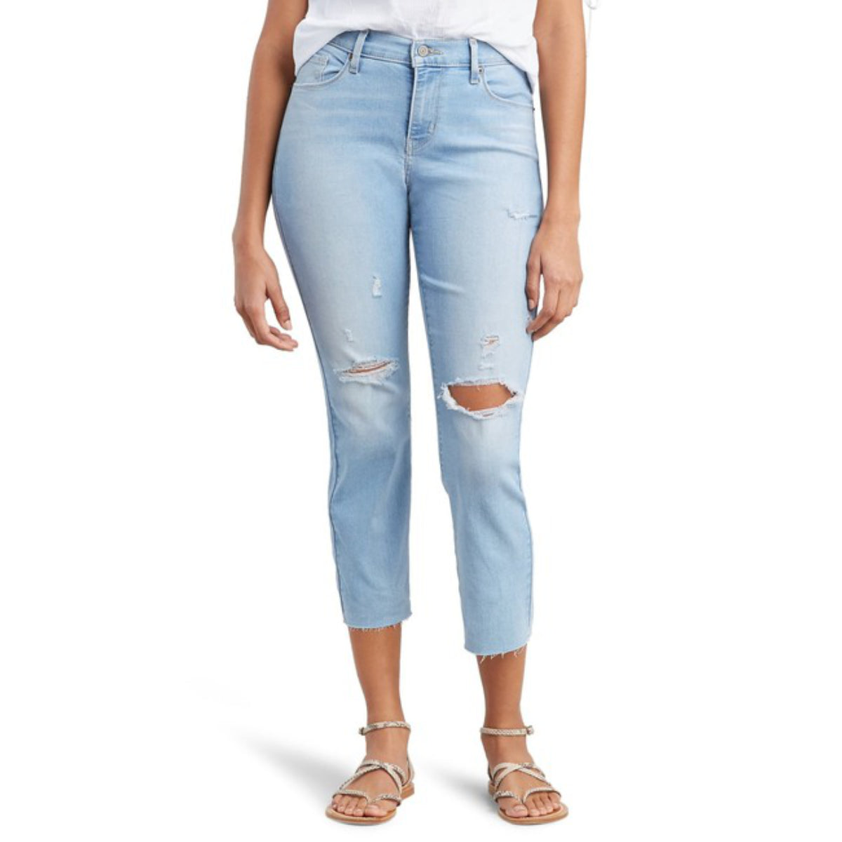LEVI'S Curvy Straight Destructed Cropped Jeans