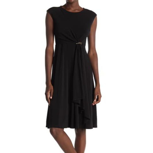 T Tahari Draped Fit & Flare Dress