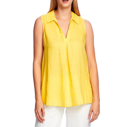 Vince Camuto Women's Linen Sleeveless Relaxed Fit Tunic Blouse